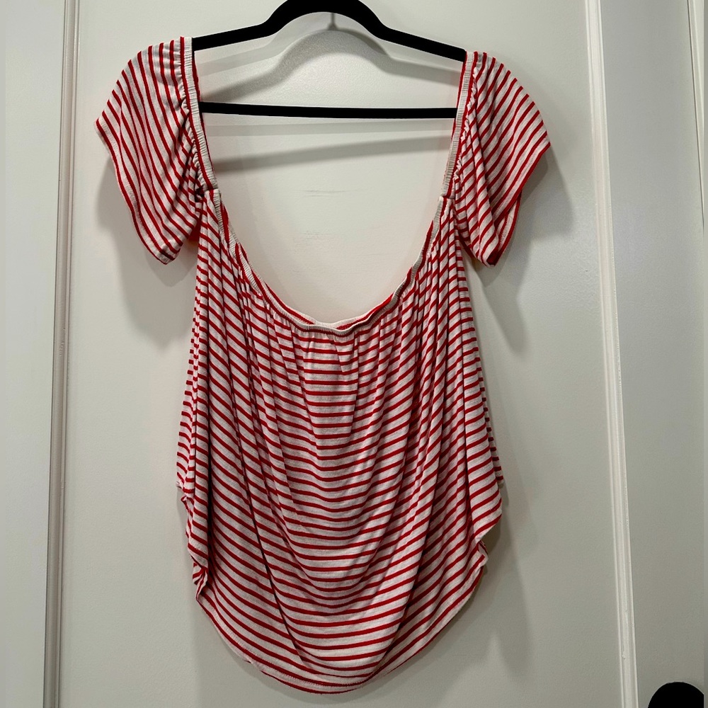 red & white striped crop top